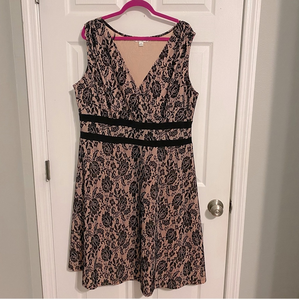 AA Studio Pink and Black Lace Dress Plus Size 18W